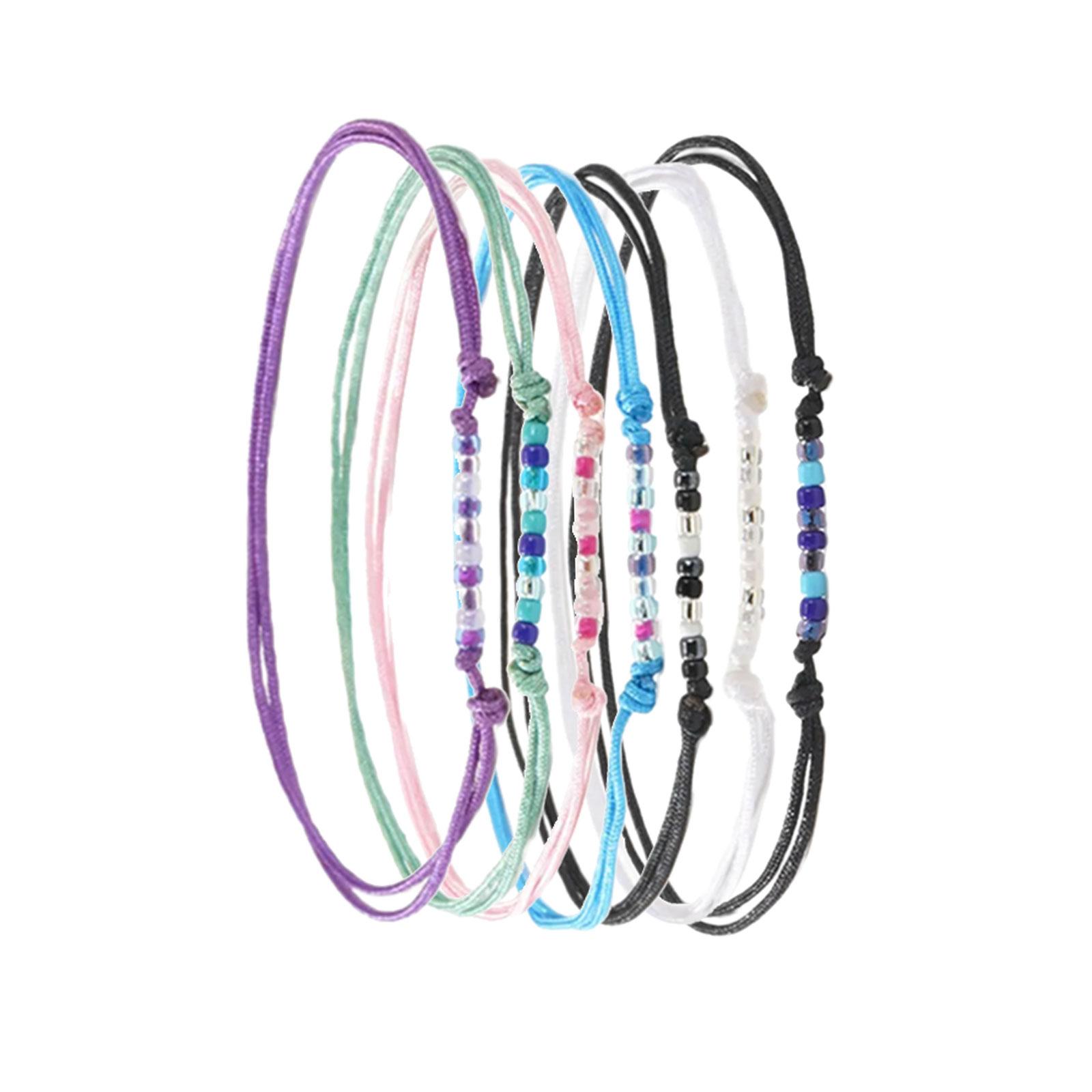 

Набор из 7 ярких браслетов ручной работы из хлопковой нити, плетёная цепочка на запястье, идеально подходит для вечеринок, фестивалей и повседневной носки