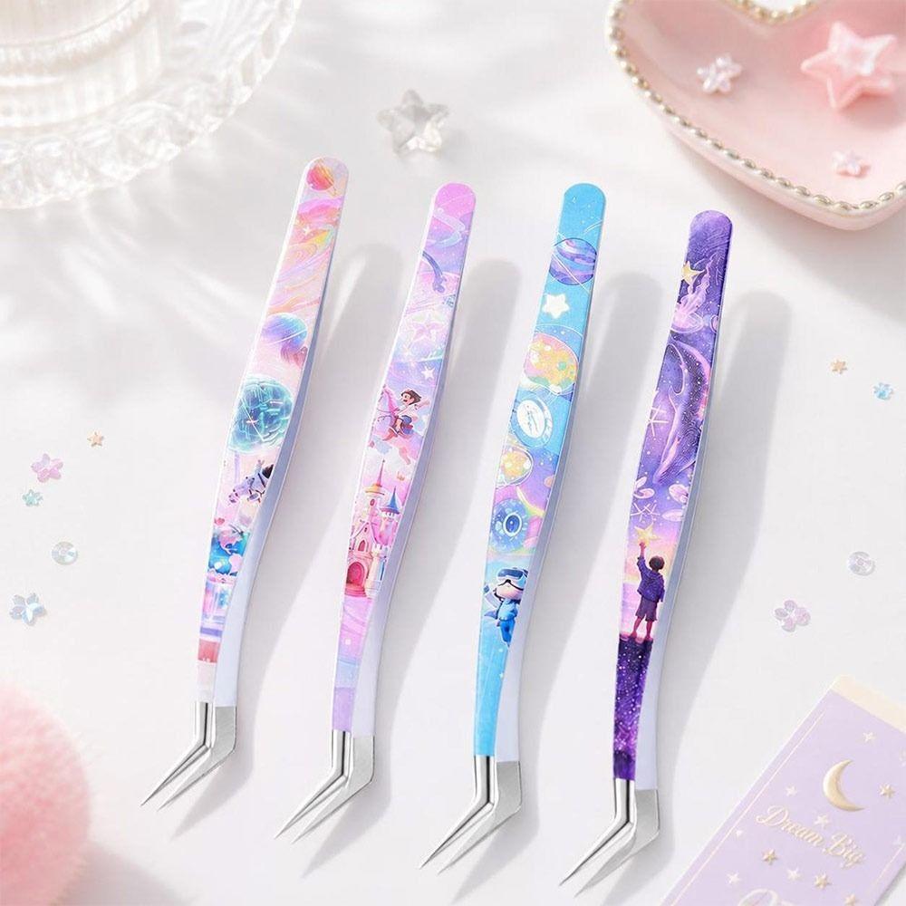 Anti-static Curved Stickers Tweezers High Precision Eyelash Curler Miniature Scene Stickers