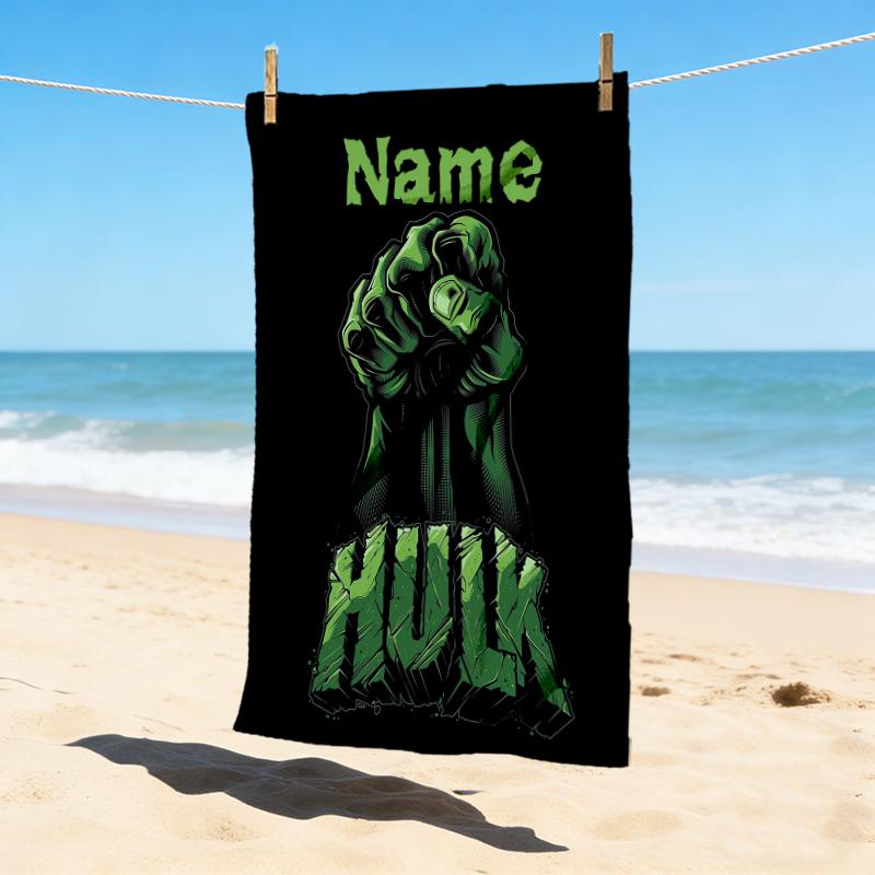 Personalized Name Superhero Trio Stylish Digital Printing Beach Towel Quick‑Drying Absorbent Blanket for Beach Pool Gym Travel