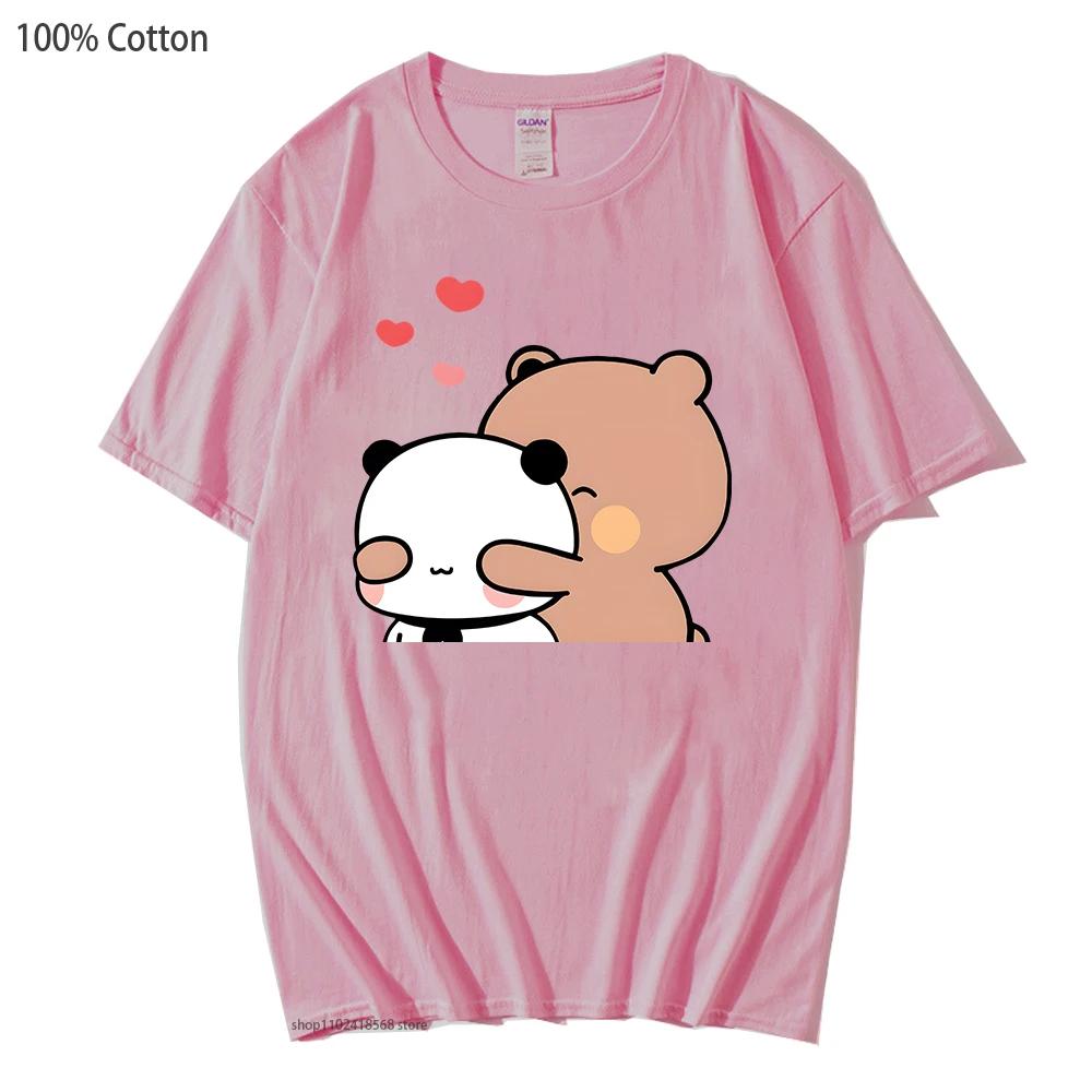 Panda Bear T-Shirts Cartoon  Bubu Dudu Graphic Tshirt Womens Clothes Short Sleeve Tee Girls Kawaii Clothes Y2k Tops Cotton