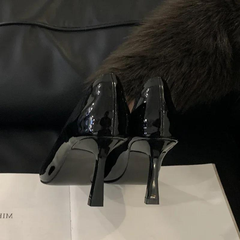 Eilyken Splicing Metal Pointed Toe Women Pumps Street Style Thin High Heels Elegant Party Mule Ladies Shoes