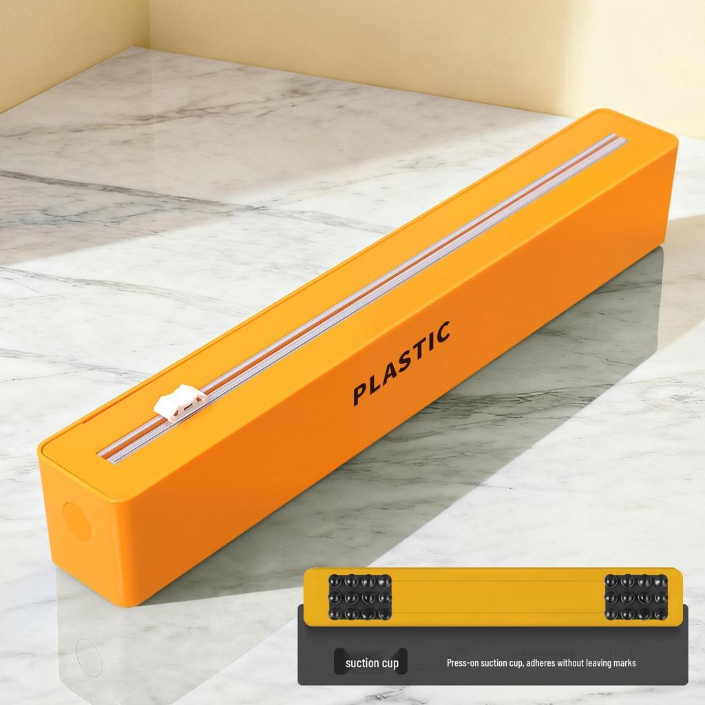 Wall-Mounted Magnetic Cling Film Cutter with Suction Cup & Two-Way Sliding Blade for Foil and Baking Paper