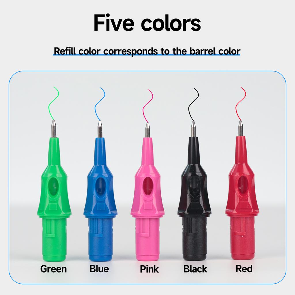 20pcs Ballpoint Tattoo Cartridge Needles 5 Colors Tattoo Practice Needles Beginner Designer Drawing Practice for Tattoo Machine