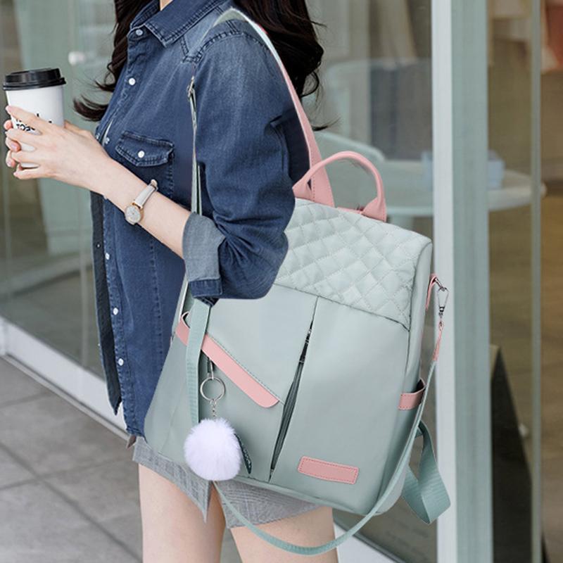 New Fashi And Casual Oxford Cloth Shoulder Bag For Women Ctrast Color Large Capacity Water Proof Backpack