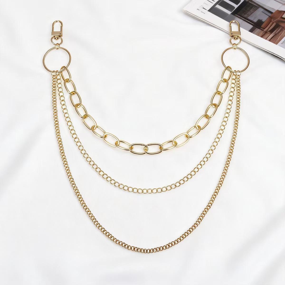 Versatile Metal Tassel Waist Chain with Layers and Geometric Rings