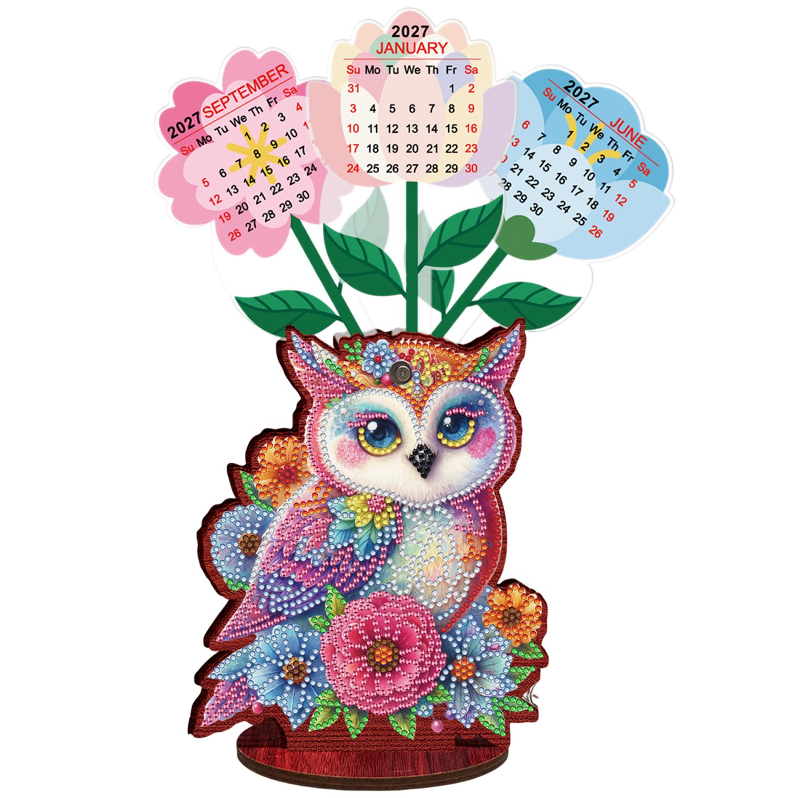 

2026 Calendar Diamond Painting Calendar Set Wooden Diamond Painting Kit DIY Diamond Art Desk Calendar Holiday Gift