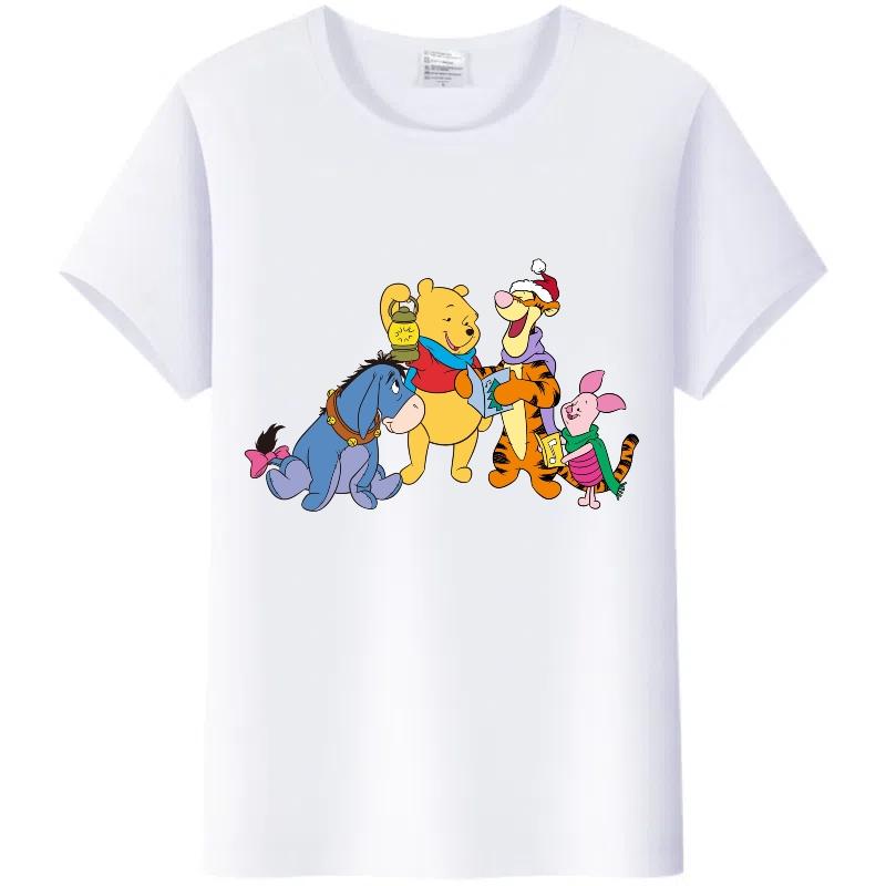 Y2K Tshirt Kawaii Tops Unisex Cartoon Winnie The Pooh Tigger Friends Graphic t-shirt Summer Blouses White Tees
