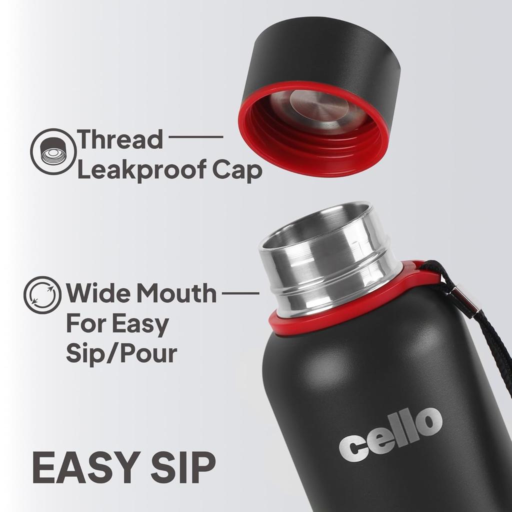 Vacuum Insulated Water  750ml Bottle For Hot And Cold Drinks Travel Friendly | Leak Proof Stainless Steel Flask With Wide Mouth And Matte Finish Look