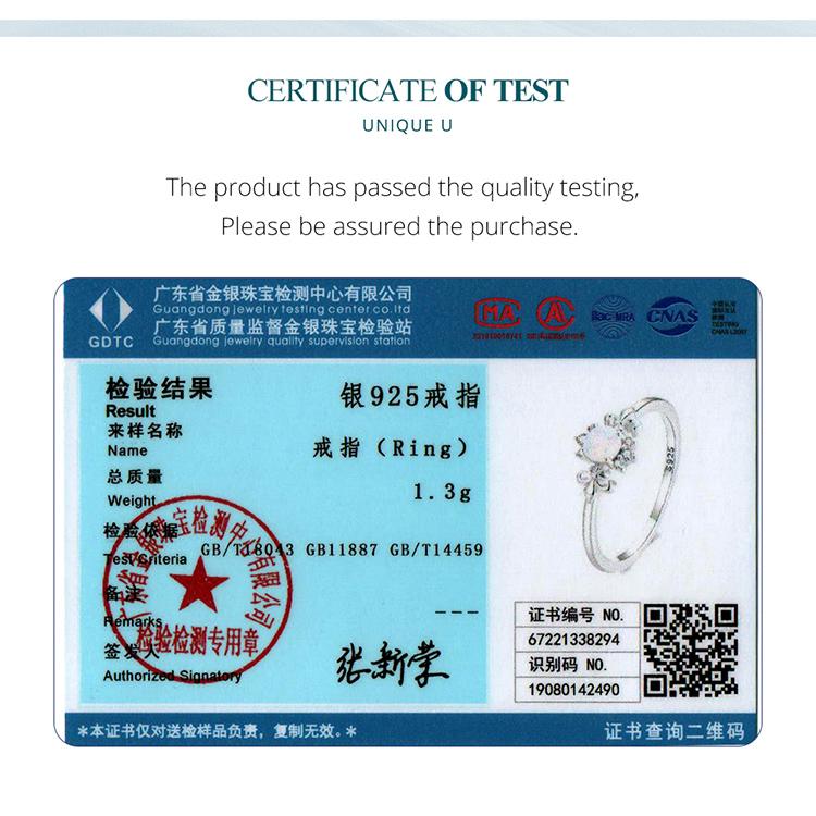 BAMOER Real 925 Sterling Silver Delicate Opal Ring & Stud Earrings for Women Promise Ring Fine Jewelry Set Wedding Party Gift