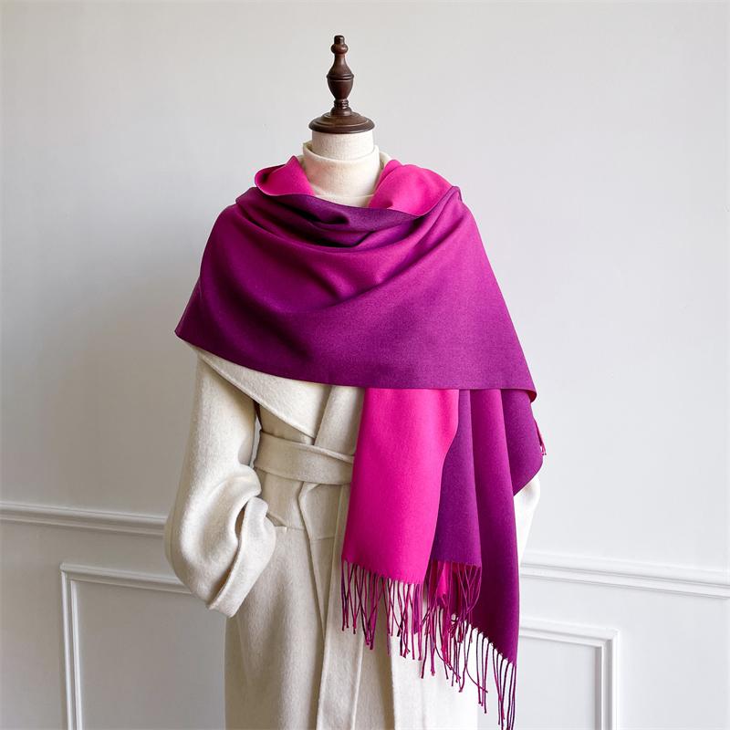 Luxury Winter Cashmere Scarf Women Gradient Handkerchief Warm Pashmina Female Shawl Wrap Soft Pareo Bufanda Winter Hijabs Stole