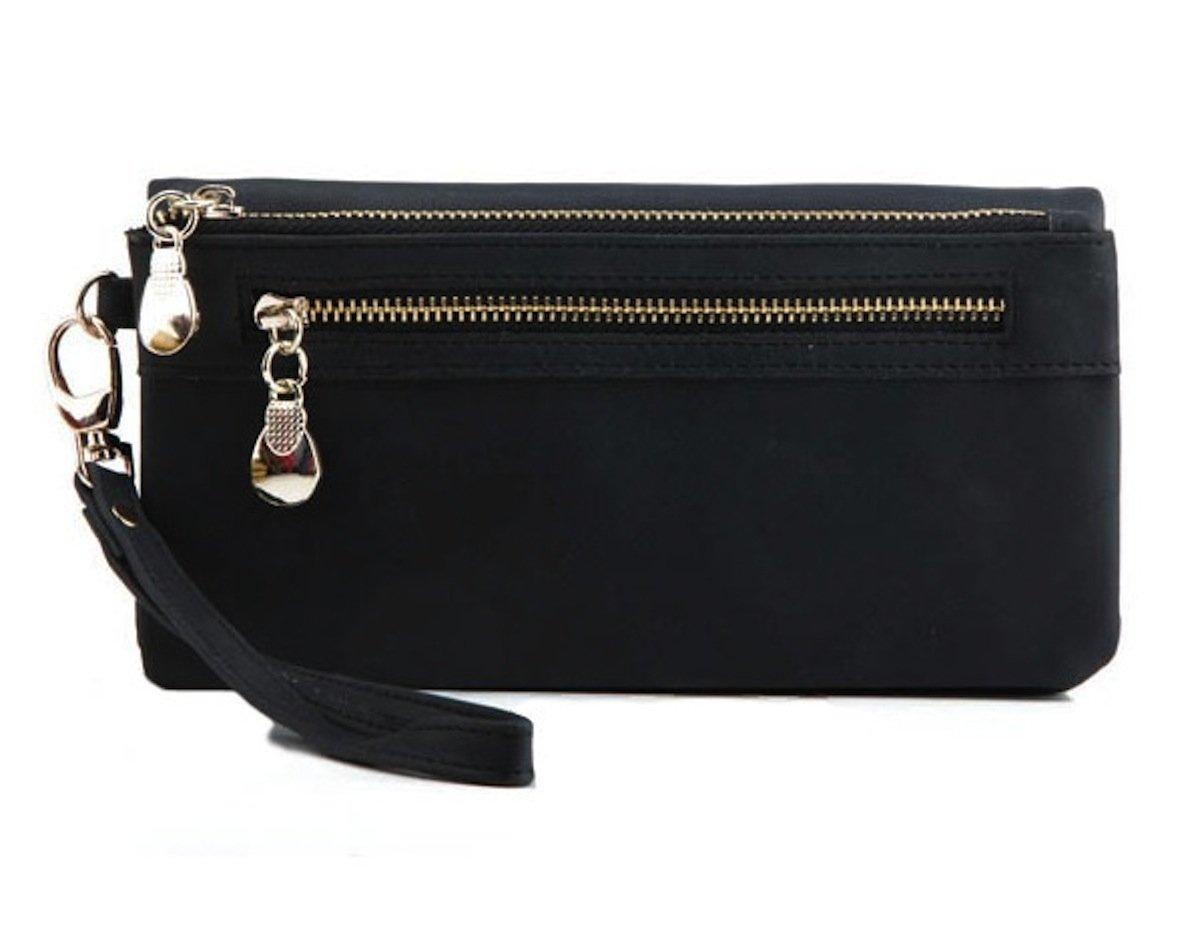 

Popular Women s Long Wallet with Large Capacity, Suede-Tone Design, and Smartphone Storage [J s Select] (Black)