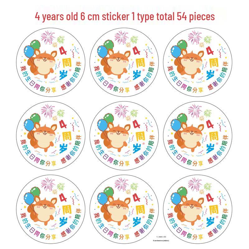 Baby's Double Full Month Happy Sticker for Birthday Party Favors, Gift Bags, and Kindergarten Teachers
