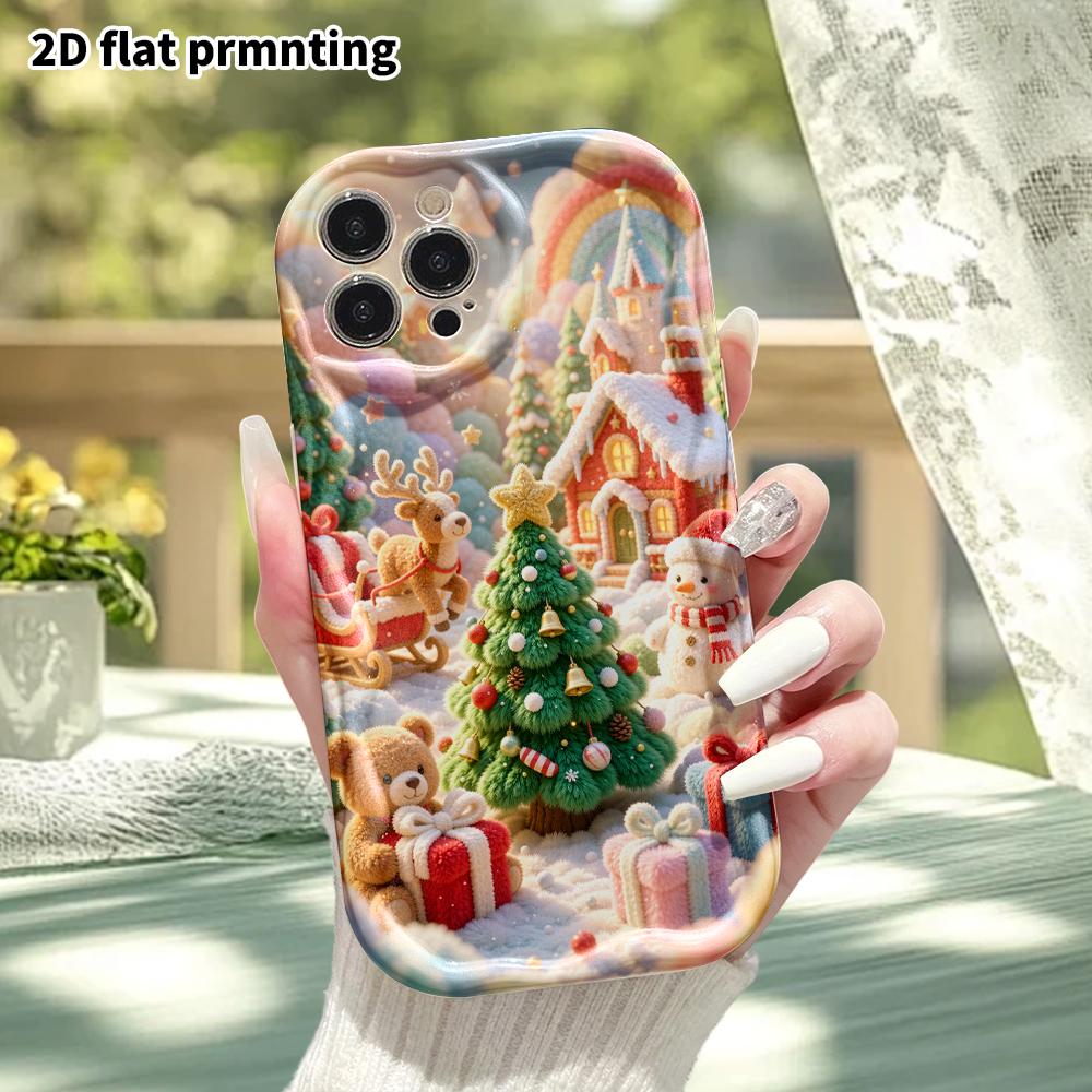 Phone Case: 2D Flat, Suitable for iPhone 18, 17, 16, 15, 14, 13, 12 Pro Protective Cases, Christmas Knitted Town, Perfect Holiday Gift for Christmas a