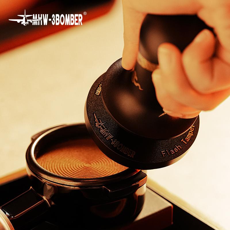 MHW-3BOMBER 58.35mm Coffee Tamper 3-Springs 30lbs Espresso Tamper Flat/Thread Base Adaptive Depth Tamping Coffee Accessories