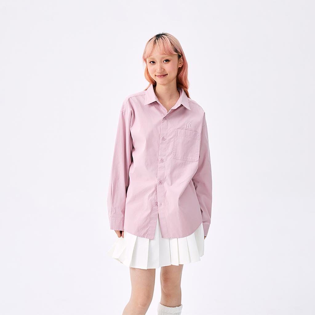 New MLB MONOGRAM Collection New York Yankees SS25 Shirt Unisex Heather Gray Purple 3AWSM0651-50PPM