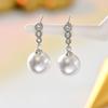 Luxury Pearl Earrings for Women Gold/Silver Plated Round CZ Dangle Earrings 12mm Pearl Bridal Wedding Daily Wear Jewelry