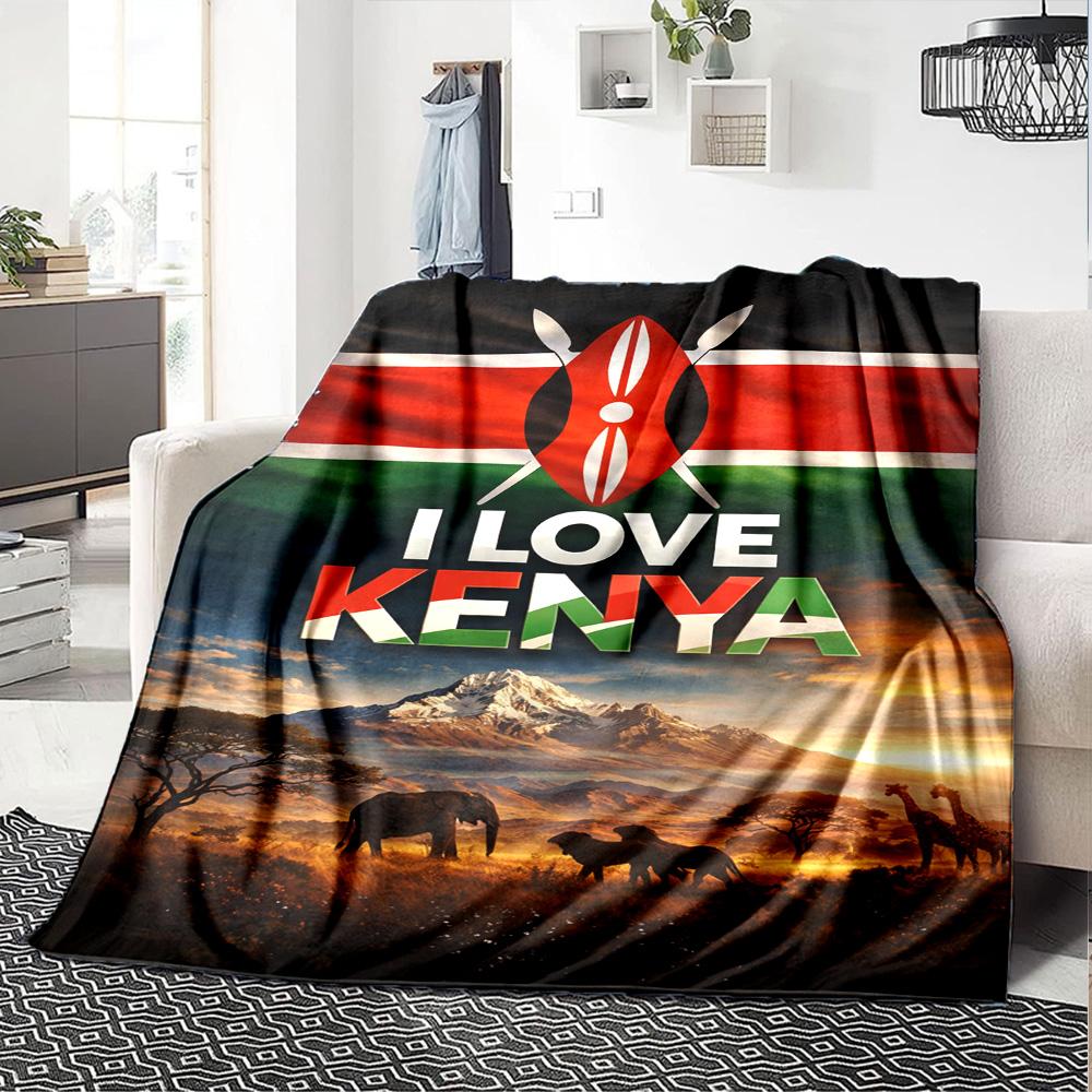 Kenya Print Flannel Blanket High Quality Warm Comfortable Cover for All Seasons Perfect for Gifts Home Decor