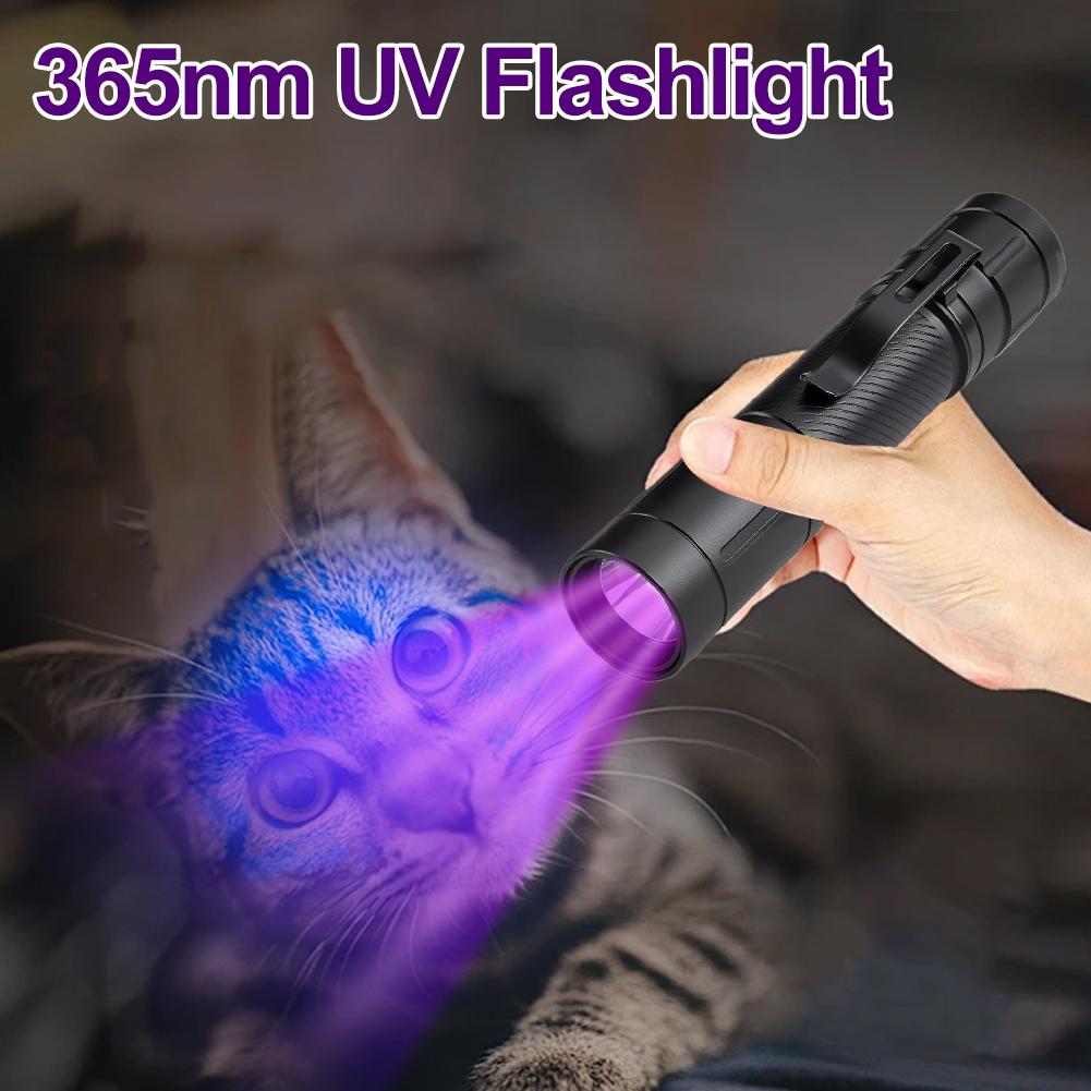 Rechargeable 365nm UV Flashlight Portable Aluminum Alloy Ultraviolet Light Torch Black Light Pet Urine Detector Light Flashlight