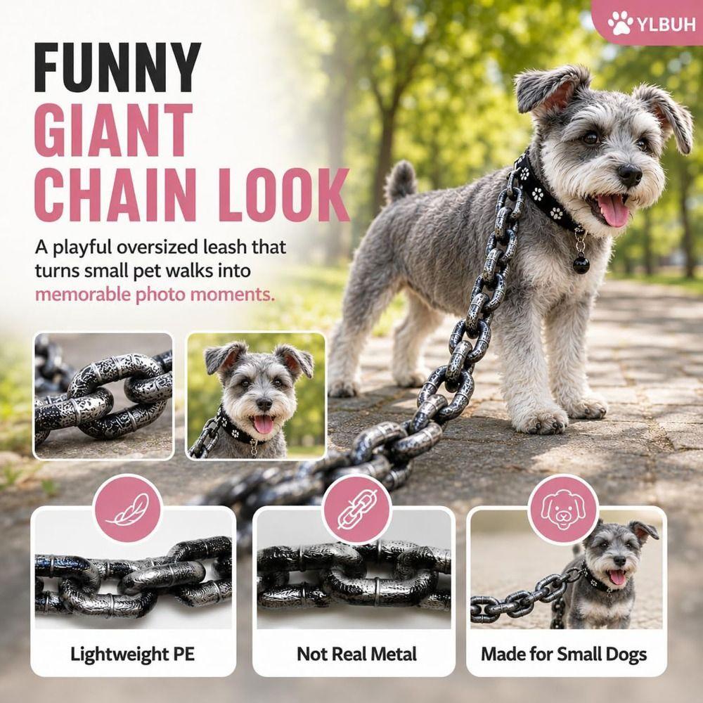 Lightweight Fake Chain Leash Funny Photo Prop Leash Novelty Dog Leash Prop Puppy Walking