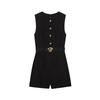 2025 Autumn Women's Sleeveless Round Neck Jumpsuit with Belt