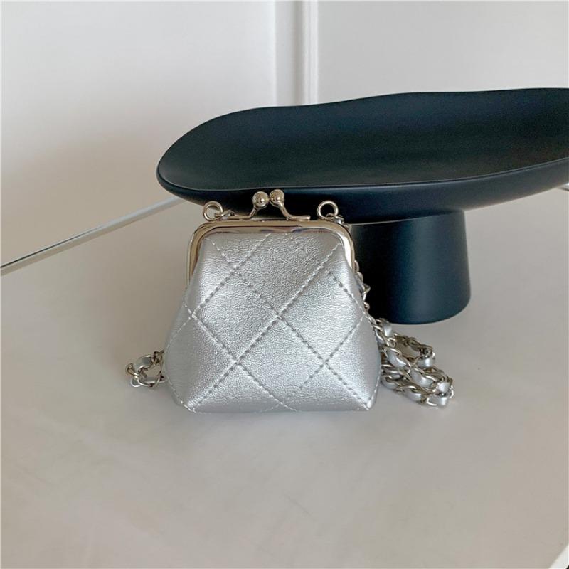 Lipstick Clip Mini Bag, Metal Buckle Chain Bag, Women's Niche High-end Messenger Diamond Bag
