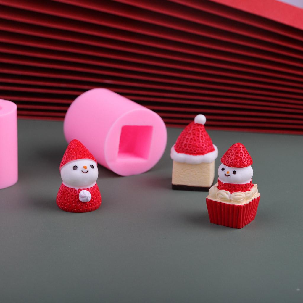 Cartoon Candle Silicone Molds Christmas Theme Strawberry Cake Snowman Candle Mould for DIY Christmas Craft Decorations