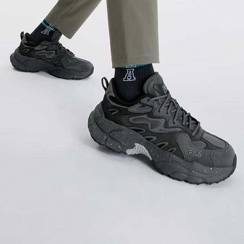 Fila Fern Grass Shoes Fabric Synthetic Leather Comfortable Low-Top Dad Shoes Men Sneaker Gray Black F12M331101FDB
