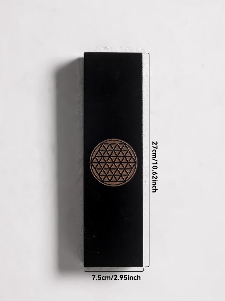 Boho Wandvase Schwarzer Holzpflanzgefäß mit Mondphasen-, Lebensbaum- und Blume des Lebens-Design Heimdeko Wandbehang Geschenke