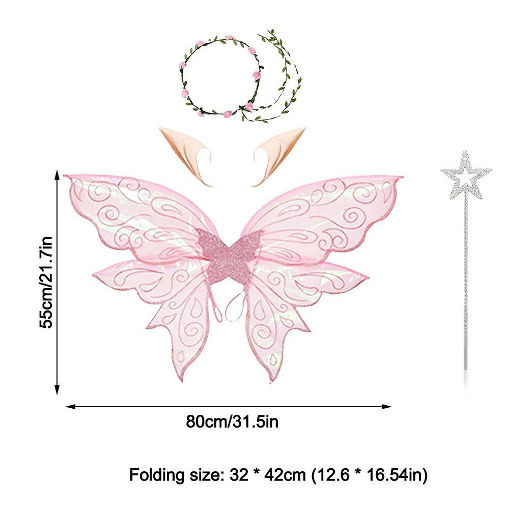 4Pcs Party Dress Up Butterfly Fairy Wings Set Lightweight Dress Up Wings  Women Girls