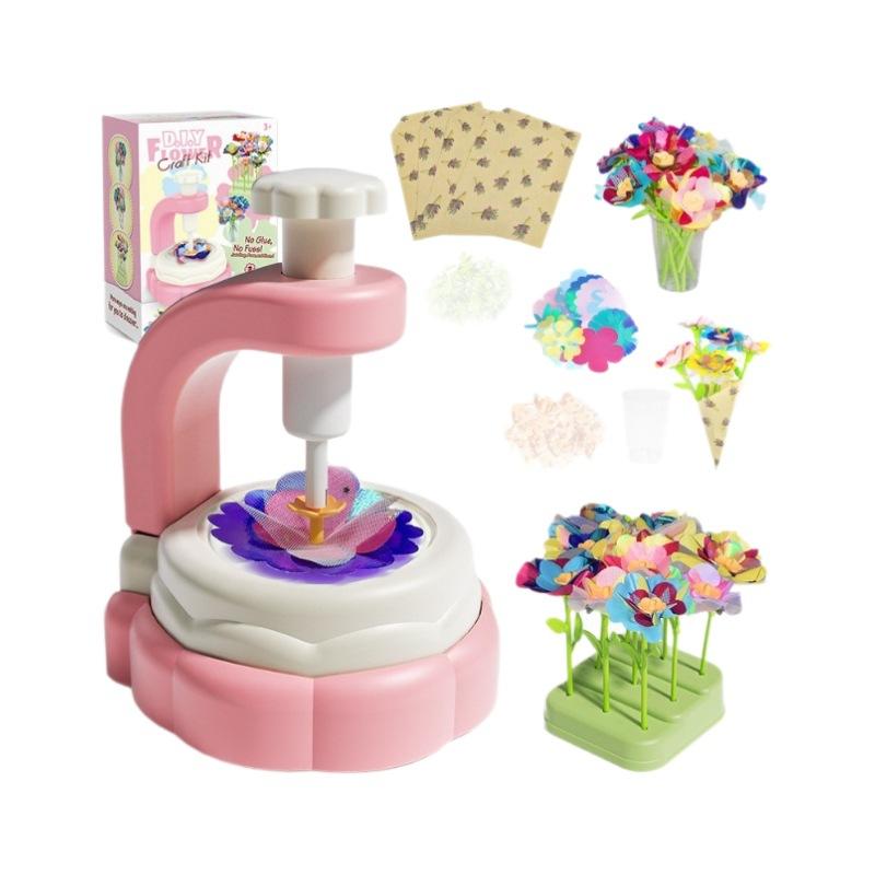 DIY simulation bouquet art gift, children's puzzle handmade bouquet embossing machine toy parent-child interaction birthday gift