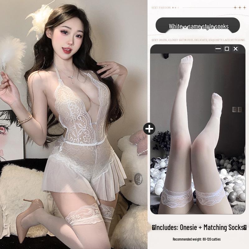 Pure Desire Lace Open-Crotch One-Piece Sleepwear - Stimulating Lingerie for Small Chest