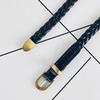 Women's Slim Fit Adjustable Skinny Braided Leather Belts Vintage Thin Woven Waist Belts for Jeans Pants Dresses Evening Outfits with Pin Buckle