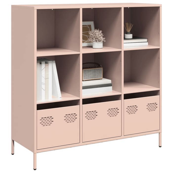VidaXL Buffet haut rose 101,5x39x103,5 cm acier, armoire à livres, armoire à livres moderne, étagère à livres, étagère et 851389