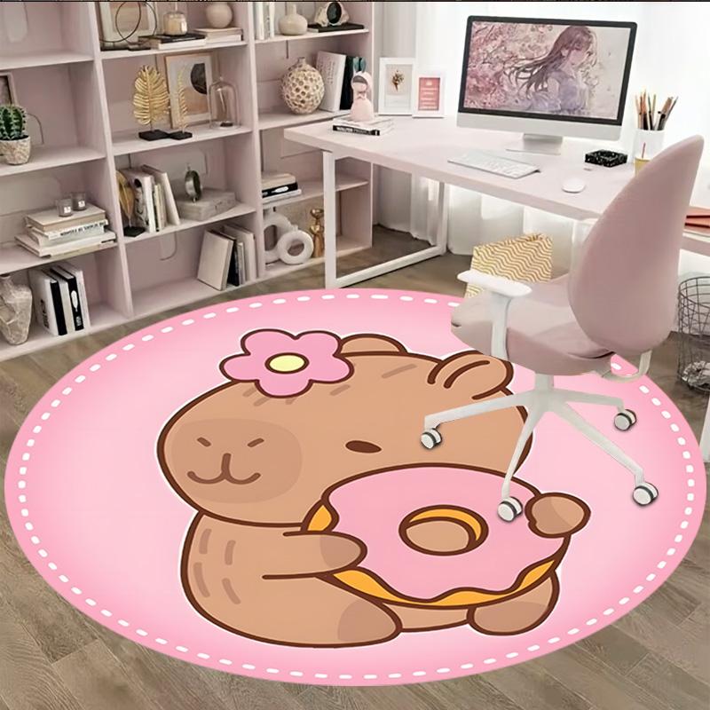 1pc Capybara Carpet, Round Rug, Comfortable, Suitable for Entryways, Living Rooms, Office, And Bedrooms, Christmas Decoration