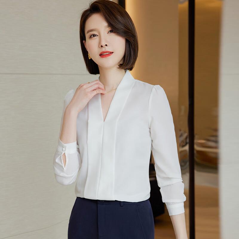 Women's V-neck Long Sleeve Professional Blouse