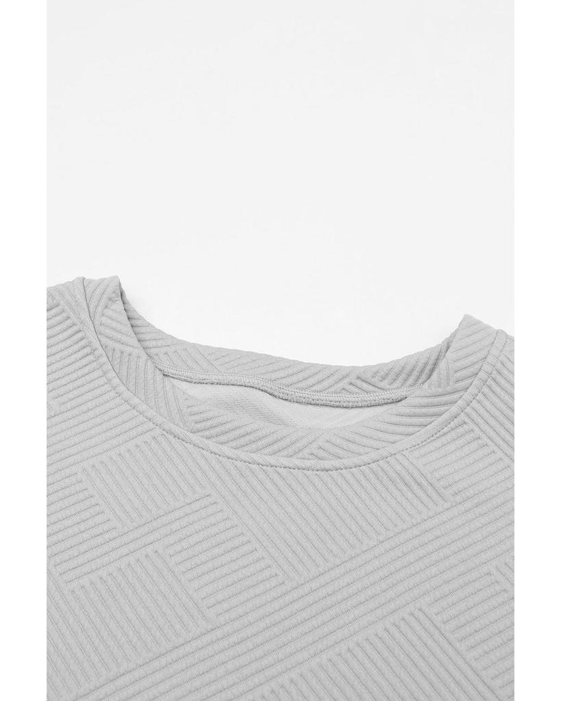 Azura Exchange Set tricou gri texturat, croială lejeră, și pantaloni cu șnur