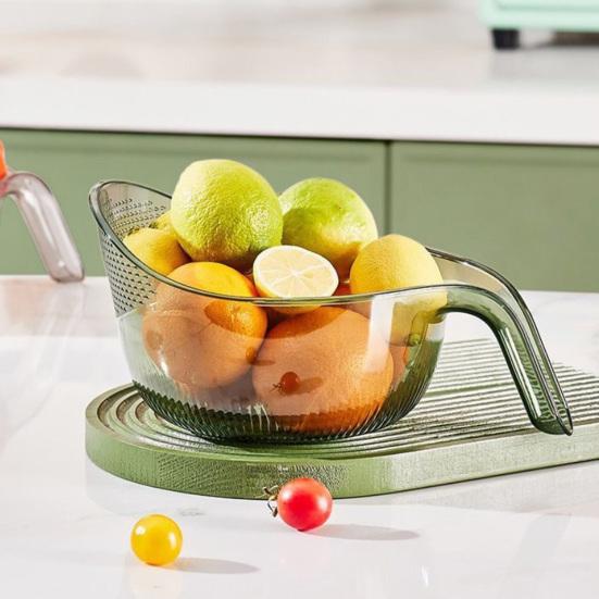 Drain Rice Basket Transparent Food-Grade Plastic Rice Vegetables Fruits Washing Basket with Ergonomic Handle Easy Lift Rice Washer