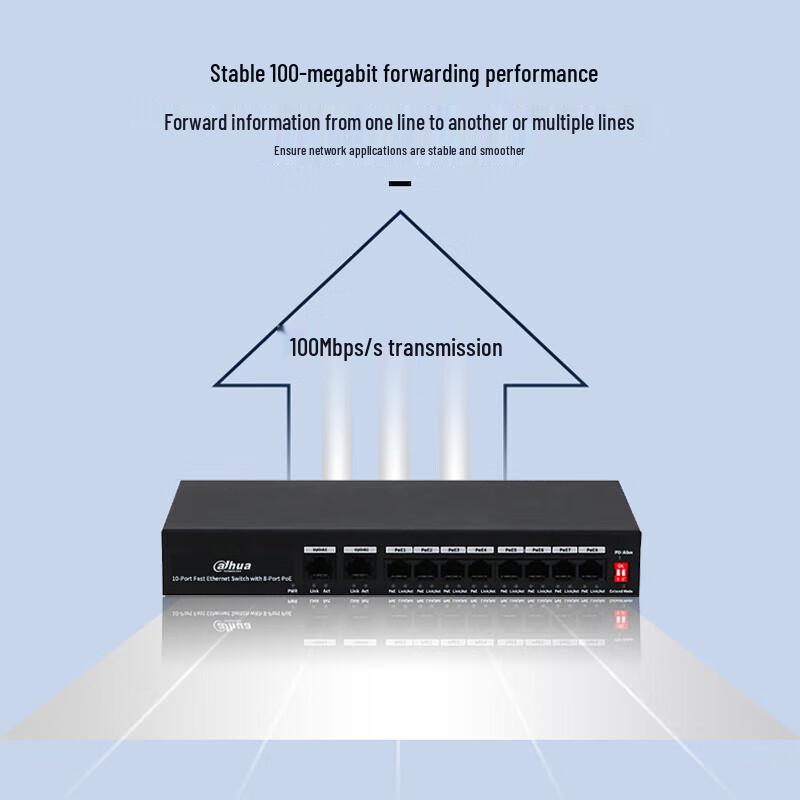 Dahua 8-Port 100Mbps PoE Security Switch CN plug (adapter included)