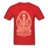 Starving Buddha Skeleton T-shirt Print Men T Shirt Aged Skull Tshirt Unique Design Adult Clothing Black Tops Cotton Tees