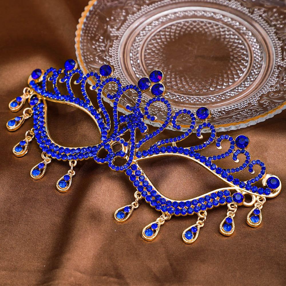 Luxury Alloy Masquerade Mask Shiny Crystal Face Accessories Rhinestone Mask Rhinestone Decoration Bridal Mask Cosplay Party