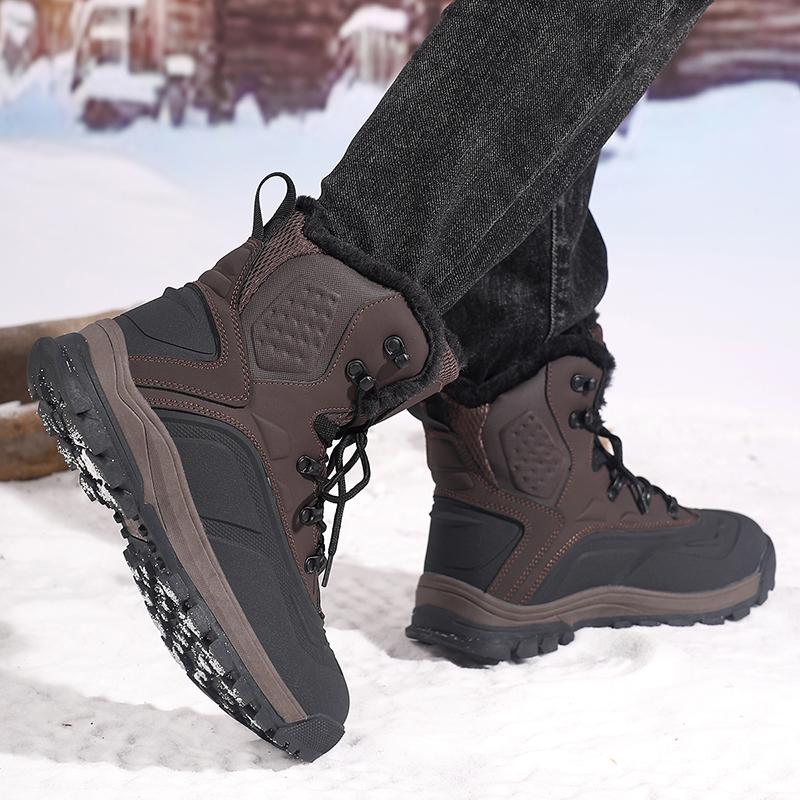 TUINANLE Winter Hiking Boots for Men Outdoor Mountain Climbing Shoes Wear-resistant Camping Trekking Sneakers Plush