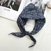 Lightweight Cotton Linen Scarf Korean Style Spring Summer Bandana Floral Triangle Scarf  for Women