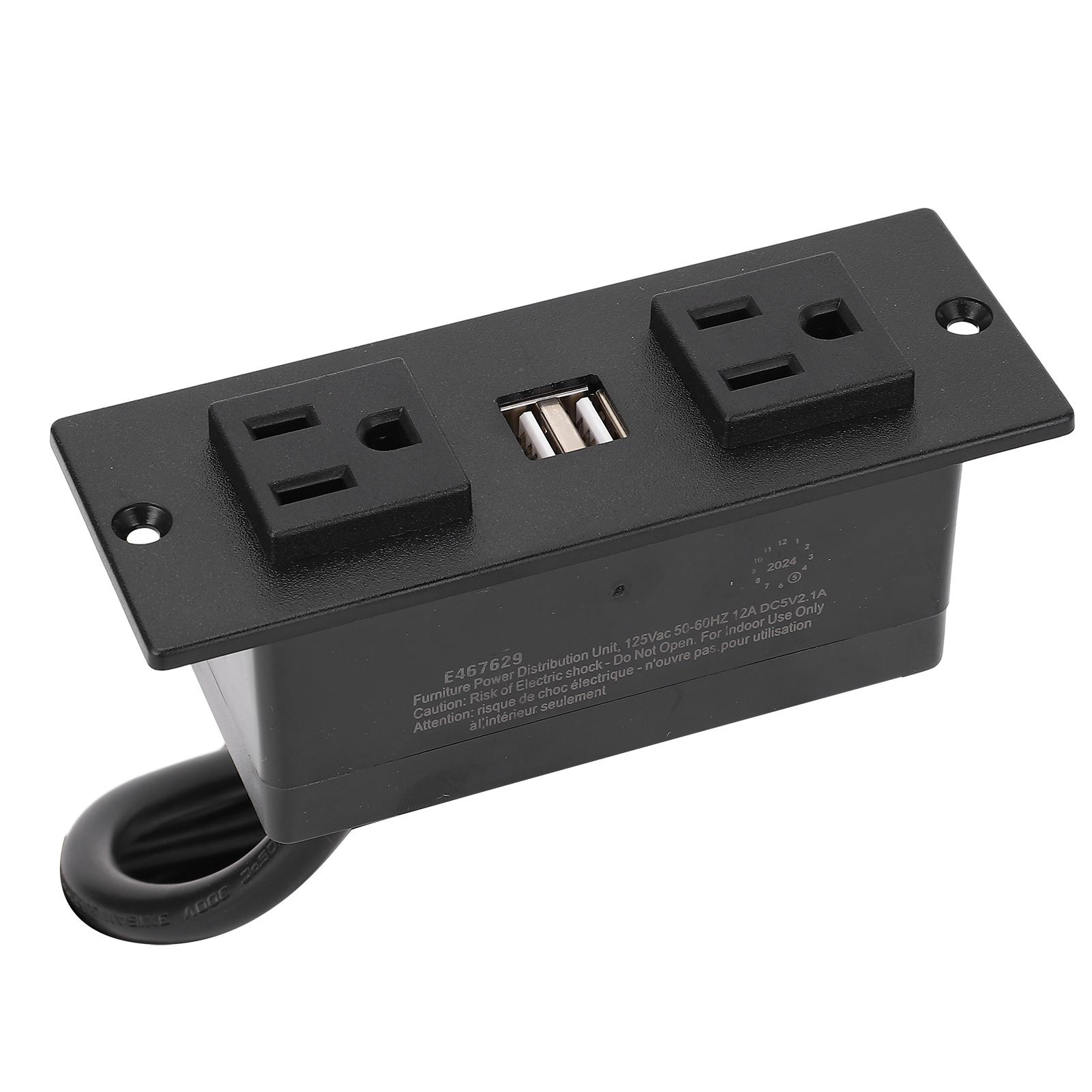 

Recessed Power Strip with 2 AC Outlets and 2 USB Ports Furniture Desktop Embedded Power Socket 1.5m Cable