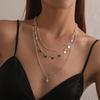 Neues 925er Sterlingsilber Mehrschichtiges Halsketten-Charme Geometrische Form Damen-Anhänger Choker Geburtstagsgeschenk Exquisiter Schmuck