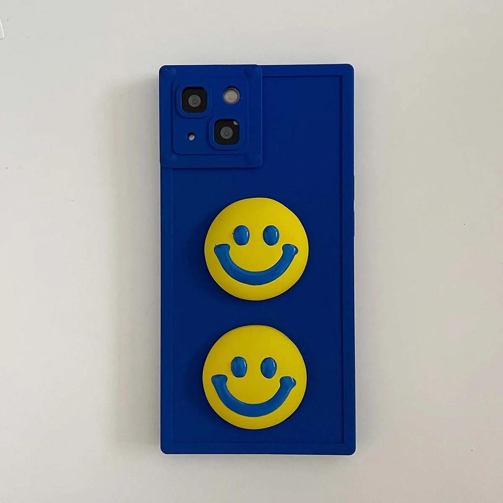 Cartoon Square Silicone Soft Covers For iPhone 14 13 12 11 XS Pro Max Plus X XR Shockproof Cute 3D Smile Expression Phone Cases