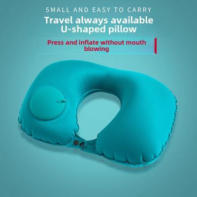 Inflatable U-Shaped Milk Silk Travel Neck Pillow - Foldable & Portable