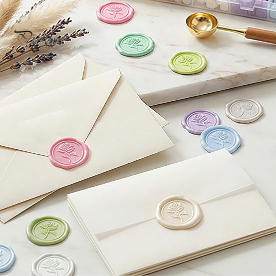Manual Seal Making Tools Wax Kit, with Sealing Beads Spoon And Candles, DIY Stamp for Wedding Invitations Envelopes Artistic Melting