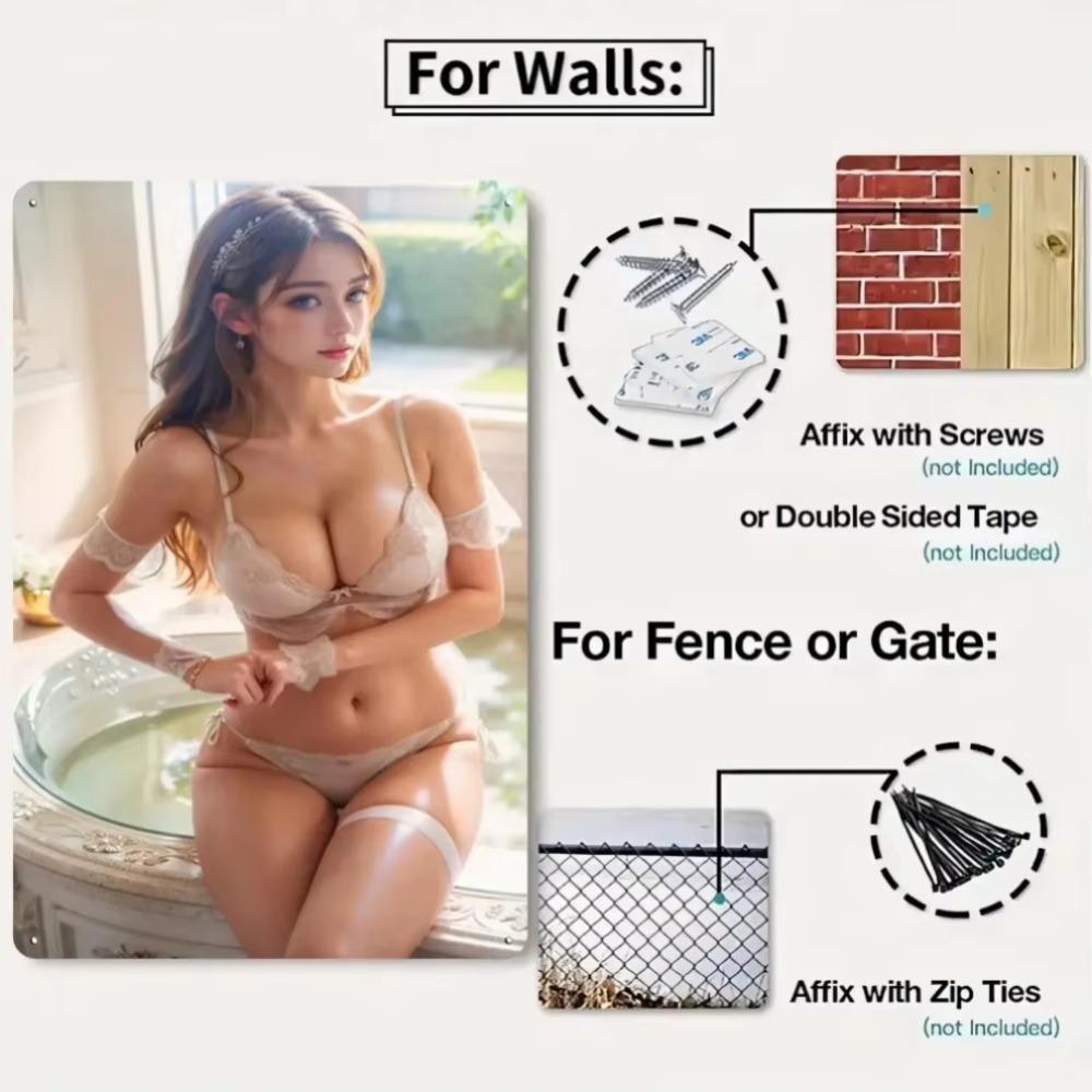 Vintage Female Silhouette Metal Wall Art Retro Home Decor