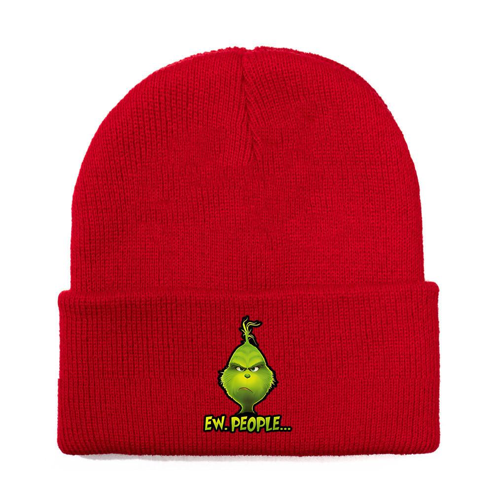 The Grinch Print Knit Hat With Earmuff Protection For Winter Warmth And Unisex Use