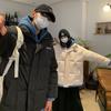 Hooded Cotton-padded Coat Winter Large Size Color Matching Fake Two-piece Cotton-padded Bread Jacket